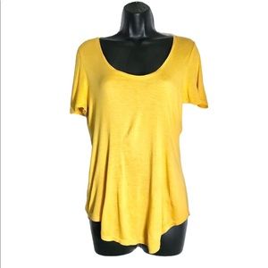 Old Navy Short Sleeve Basic Crew Neck High Low T-Shirt Golden Yellow Extra Small